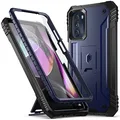Poetic Revolution Case for Motorola G 5g 6.5" (2022), [6FT Mil-Grade Drop Tested], Full-Body Rugged Dual-Layer Shockproof Protective Cover with Kickstand and Built-in-Screen Protector, Navy Blue