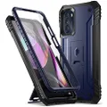 Poetic Revolution Case for Motorola G 5g 6.5" (2022), [6FT Mil-Grade Drop Tested], Full-Body Rugged Dual-Layer Shockproof Protective Cover with Kickstand and Built-in-Screen Protector, Navy Blue