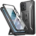 Poetic Revolution Case for Motorola Moto G 5G 2023 [Not for 2022 Version], [20FT Mil-Grade Drop Tested],Full-Body Rugged Shockproof Protective Cover with Kickstand & Built-in-Screen Protector, Black