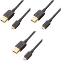 AmazonBasics 7P6EV4 USB 2.0 A-Male to Micro B Cable (3 Pack), 3 feet, Black