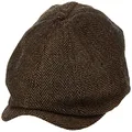 BRIXTON Men's Brood Newsboy Snap Hat, Brown/Khaki Herringbone, X-Small