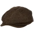 BRIXTON Men's Brood Newsboy Snap Hat, Brown/Khaki Herringbone, X-Small