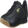 PUMA Men's Roma Classic Gum Sneaker, Black-teamgold, US 11.5
