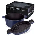Stanley Rogers New Cast Iron French Oven, Mid Blue, 24 cm, 3.5 Litre Capacity