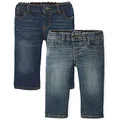 The Children's Place Baby Toddler Boys Stretch Straight Leg Jeans, Aged Indigo/Harland 2 Pack, 5T