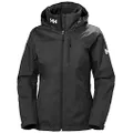 Helly Hansen Women's Standard Crew Hooded Midlayer Fleece Lined Waterproof Rain Jacket, 990 Black, Large