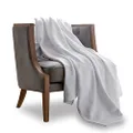 VELLUX Cotton Woven Blanket by - Natural, Cozy, Warm, Chevron Textured, Pet-Friendly, All-Seasons - White Single 66 x 90