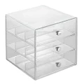 InterDesign Clarity - Stackable 3-Drawer Organizer for Glasses - Clear - 6.5 x 6.5 x 6.5 inches