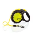 FLEXI® New Neon Retractable Reflect Dog Leash (Tape), Ergonomic, Durable and Tangle Free Pet Walking Leash for Dogs, 16 ft, Large, Neon/Black