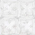 RoomMates RMK11209WP White Tin Tile Metallic Accent Peel and Stick Wallpaper, Roll