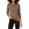 Amazon Essentials Women's Long-Sleeve Lightweight Crewneck Sweater (Available in Plus Size), Camel Heather, Animal Print, X-Small