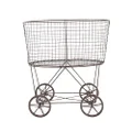 Creative Co-Op Vintage Reproduction Metal Laundry Basket on Wheels, Rust