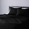 Amazon Basics Cotton Jersey Quilt and Shams Bed Set, Down-Alternative Quilt - King, Black