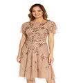 Adrianna Papell Women's Beaded Midi Dress, Rose Gold, 0