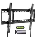 ERGO TAB Tilt TV Wall Mount Bracket Low Profile for Most 37-75 Inch LED LCD OLED Plasma Flat Curved Screen TVs, Fits 16-24 Inch Wood Studs with Max VESA 600x400mm and Loading 132lbs by , Black (EBLTK4)