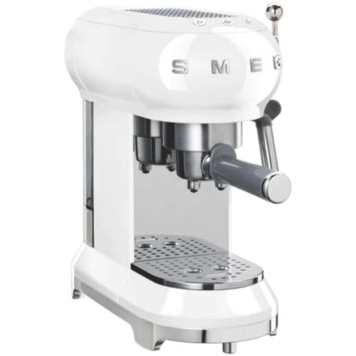 SMEG White 1950's Retro Style Espresso Pump Coffee Machine 1350W - ECF01WHAU