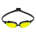 Aqua Sphere XCEED Adult Swim Goggles - Curved Lens Technology, Adjustable Nose Bridge - Ideal Partner for Performance Swimmers - Yellow Titanium Mirror Lens / Black Frame