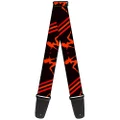 Buckle-Down Premium Guitar Strap, Mud Flap Girls Stripes Black/Red/Orange, 29 to 54 Inch Length, 2 Inch Wide