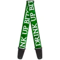 Buckle-Down Premium Guitar Strap, St. Pat's Drink Up Bitches and Stacked Shamrocks Green/White, 29 to 54 Inch Length, 2 Inch Wide