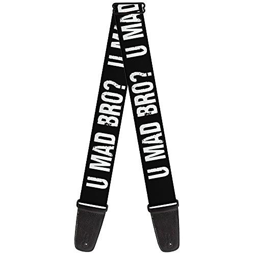 Buckle-Down Premium Guitar Strap, U Mad Bro Weathered Black/White, 29 to 54 Inch Length, 2 Inch Wide