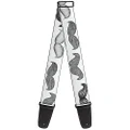 Buckle-Down Premium Guitar Strap, Mustaches Sketch White/Grey, 29 to 54 Inch Length, 2 Inch Wide
