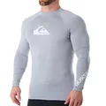 Quiksilver Men's Standard All Time Long Sleeve Rashguard UPF 50 Sun Protection Surf Shirt, Sleet Heather, X-Small