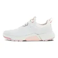 ECCO Women's Biom Hybrid 4 Gore-tex Waterproof Golf Shoe, White/Silver Pink, 9-9.5