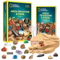 National Geographic Gem Fossil Dig Kit - Mega Dig Kit for Kids with 10 Gemstone & 10 Fossil Specimens, Excavation Tools Included, Great STEM Activity for Curious Boys and Girls Who Love to Explore
