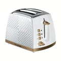 Russell Hobbs 26391 Groove 2 Slice Toaster, Tactile 3D Design Bread Toaster with Frozen, Cancel and Reheat Settings, 850 Watts, White