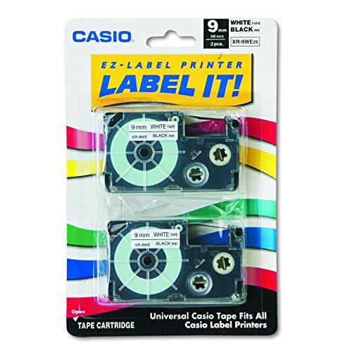 Casio XR-9WE2S 9mm Labeling Tape (Black on White) 2-Pack