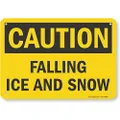 SmartSign - S-8180-PL-10 "Caution - Falling Ice And Snow" Sign | 7" x 10" Plastic Black on Yellow
