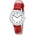 Timex Women's Easy Reader 30mm Watch - Black Strap White Dial Silver-Tone Case, Red/White/Silver-Tone, 30MM, Easy Reader Watch