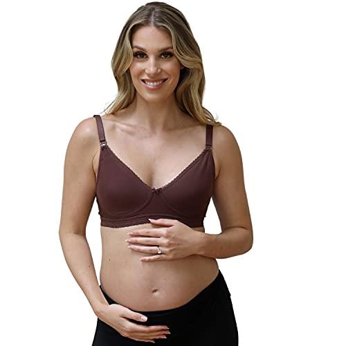 New Beginnings Diamond Breastfeeding Bra for Steady and Gently Support with Wire-Free Frame & Seamless Soft Cups, Mocha, Extra Large