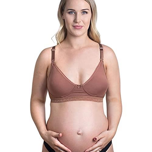 New Beginnings Diamond Breastfeeding Bra for Steady and Gently Support with Wire-Free Frame & Seamless Soft Cups, Chestnut, Small Plus