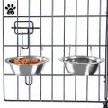 Petmaker Set of 2 Stainless-Steel Dog Bowls - Cage, Kennel, and Crate Dog Bowls Hanging for Food and Water - 8oz Each and Dishwasher Safe by
