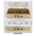 Lylac 3 Section Wooden Tea Box, 24 cm x 10 cm x 7 cm Size, White