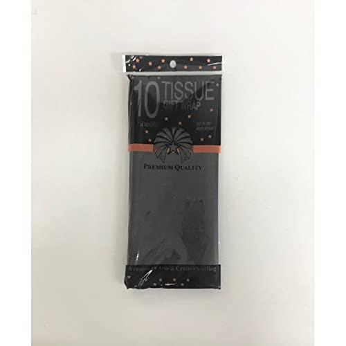 Lylac Gift Wrap Tissue Paper 10 Piece Set, 50 cm x 66 cm Size, Black