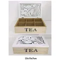 Lylac 6 Section Wooden Tea Box, 22.8 cm x 15.2 cm x 7 cm Size, White