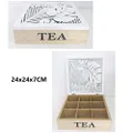 Lylac 9 Section Wooden Tea Box, 24 cm x 24 cm x 7 cm Size, White