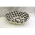 Lylac Weave Oval Basket with Check Lining, 27 cm x 20 cm x 8 cm Size
