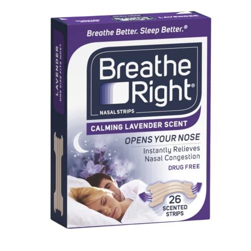 Breathe Right Tan Nasal Strips Calming Lavender Scented 26 Pack