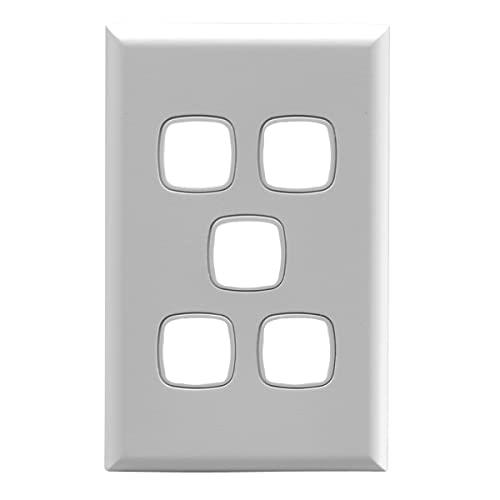 HPM Excel 5 Gang Light Switch Cover Plate, White