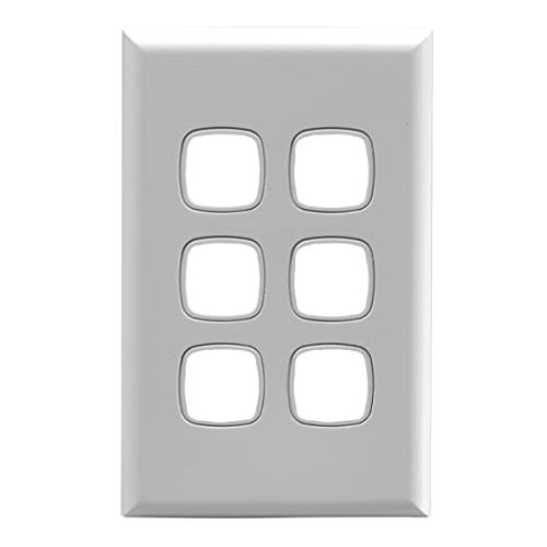 HPM Excel 6 Gang Light Switch Cover Plate, White