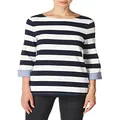 Nautica Women's Boatneck 3/4 Sleeve 100% Cotton Shirt, Navy, Medium