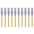 Monoprice Cat6A Ethernet Patch Cable - Snagless RJ45, 550Mhz, 10G, UTP, Pure Bare Copper Wire, 30AWG, 10-Pack, 2 Feet, Yellow - SlimRun Series