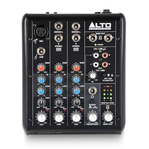 Alto TrueMix 500-5-In Audio Mixer with XLR Mic In and USB Audio Interface for Podcasting, Live Performance, Streaming, Recording, DJ - Mac and PC