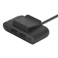 Belkin BoostCharge 4-Port USB Power Extender for Apple iPhone, iPad, Samsung Galaxy - Compatible w/USB-C & USB-A Connections - Black
