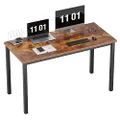 Need Computer Desk, 47 inch Home Office Desk, Modern Simple Style Home Office Gaming Desk, Basic Writing Table for Study Student, Black Metal Frame, Rustic Brown