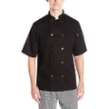 Chef Code Men's Short Sleeve Unisex Classic Chef Coat, Black, Medium