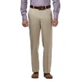 Haggar Mens HC10884 Premium No Iron Classic Fit Expandable Waist Plain Front Casual Pants - Beige - 38W x 32L